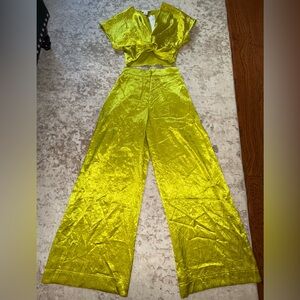 House of Harlow 1960 Lime Green Wide Leg 2 piece set